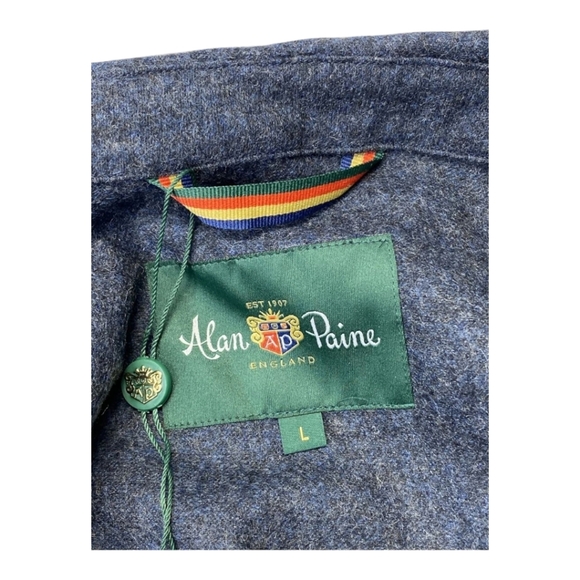 NEW ALAN PAINE Men's US M Richmond Wool Blend Knitted Shacket Shirt Jacket Navy - Picture 5 of 7